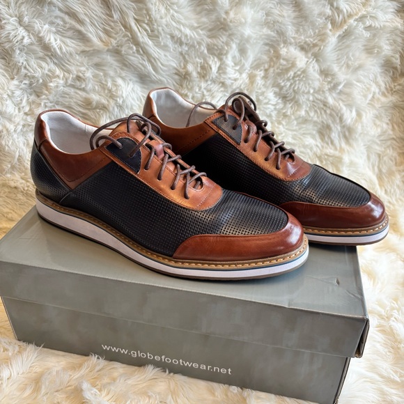 Giovanni Lorenzo Cognac Navy Black Leather Lace Up Oxfords Dress Sneaker